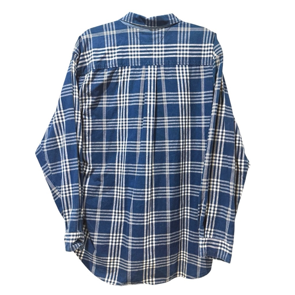 Paco Jeans Vintage Long Sleeve Button Down Shirt Blue White Plaid Size Large - Picture 4 of 5
